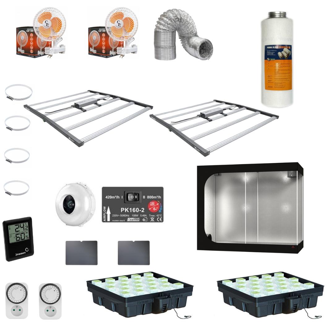 Kasvatuspaketti EBB & FLOW 100 – 240x120cm Teltta + 2x 680W LED - Cropper