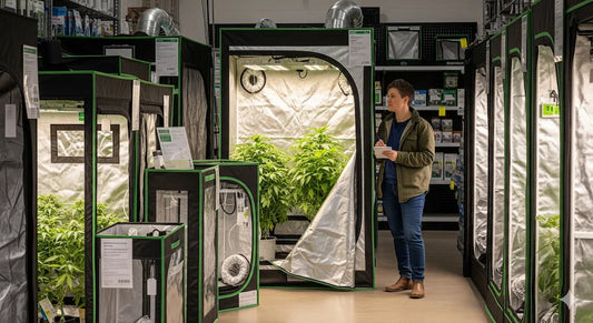 Kuva miehestä katsomassa valitsemassa kasvatustelttoja